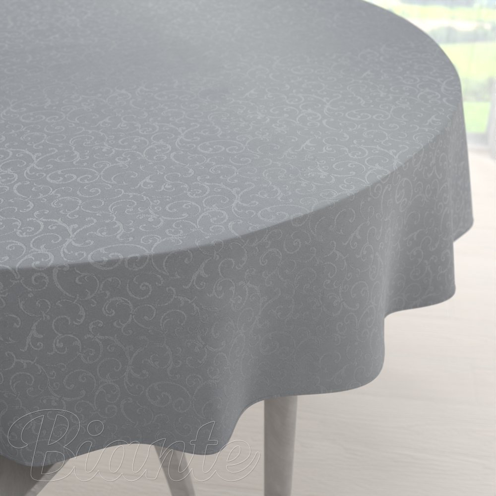 Teflonový kulatý ubrus TF-086 Ornamenty na šedém - Biante.cz
