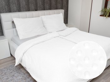 Hrejivé posteľné obliečky Minky TOP 3D bodky MKP-059 Biele - Biante.sk