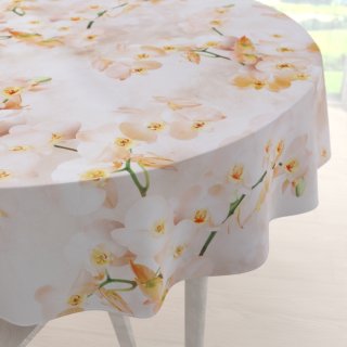 Teflonový kulatý ubrus TF-045 Orchideje na béžovém - detail 1 - Biante.cz
