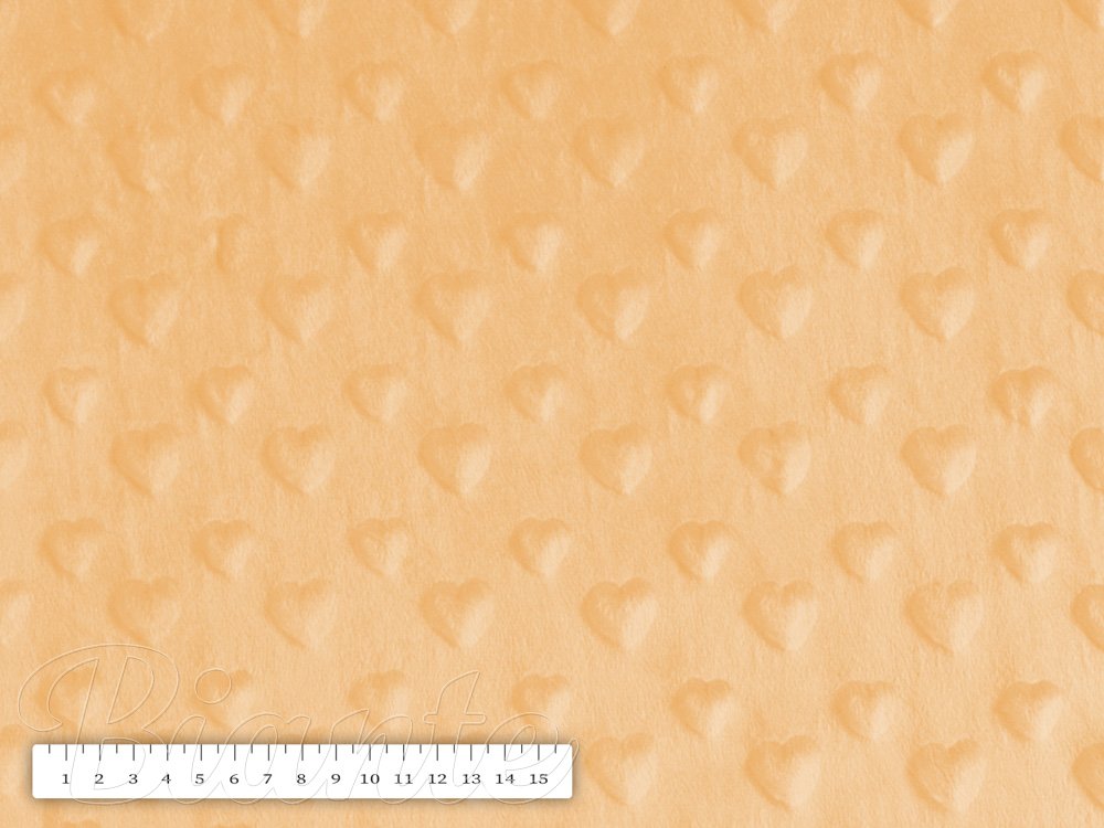 Dětská látka Minky 3D srdíčka MKS-007 Světle meruňková - šířka 150 cm - detail 2 - Biante.cz