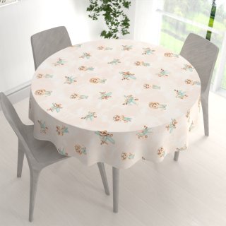 Dětský bavlněný kulatý ubrus Sandra SA-686 Lvíčata s letadýlky na světle béžovém - detail 1 - Biante.cz