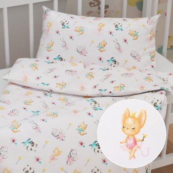 Dětské bavlněné povlečení do postýlky Sandra SA-671 Zvířátka baletky na bílém - Biante.cz