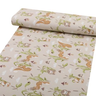 Dětská bavlněná látka/plátno Sandra SA-695 Veverky a ježci na světle béžovém - šířka 160 cm - detail 1 - Biante.cz Dětská bavlněná látka/plátno Sandra SA-695 Veverky a ježci na světle béžovém - šířka 160 cm - detail 1 - Biante.cz