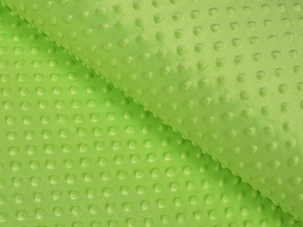 Dětská látka Minky 3D puntíky MKP-007 Hráškově zelená - šířka 150 cm - Biante.cz