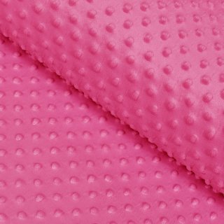 Dětská látka Minky 3D puntíky MKP-020 Růžovo fialová - šířka 150 cm