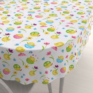 Bavlnený oválny obrus Sandra SA-074 Žlté kuriatka - Biante.sk