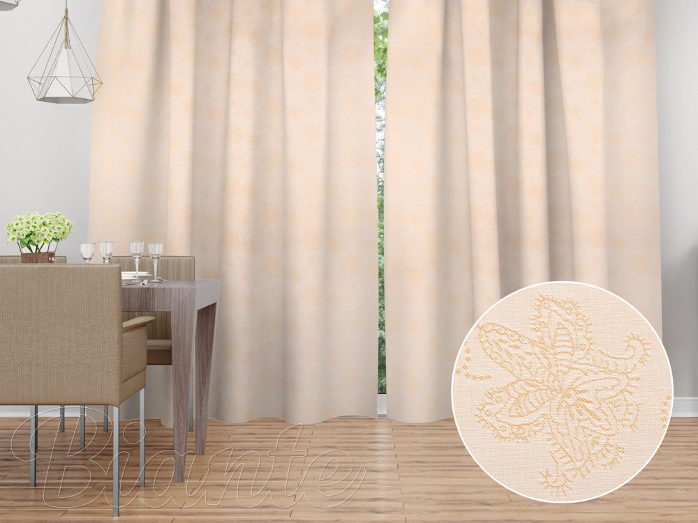 Dekorační závěs TF-099 Zlaté květované ornamenty na béžovém - Biante.cz