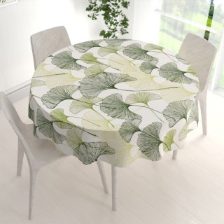 Bavlněný kulatý ubrus Sandra SA-576 Zelené Ginkgo listy na bílém - detail 1 - Biante.cz Bavlněný kulatý ubrus Sandra SA-576 Zelené Ginkgo listy na bílém - detail 1 - Biante.cz