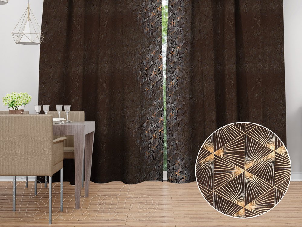 Sametový závěs na míru Isabela IBL-012 Rose Gold trojúhelníky na hnědém - Biante.cz Sametový závěs na míru Isabela IBL-012 Rose Gold trojúhelníky na hnědém - Biante.cz