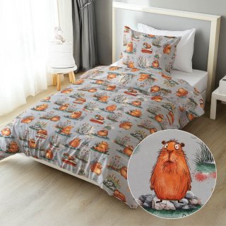 Dětské bavlněné ložní povlečení Sandra SA-711 Kapybary na šedém - Biante.cz Dětské bavlněné ložní povlečení Sandra SA-711 Kapybary na šedém - Biante.cz