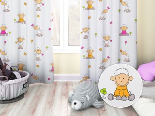 Detský bavlnený záves Sandra SA-728 Veselé ovečky na bielom - Biante.sk