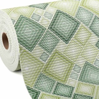 Kúpeľňová penová rohož / predložka PRO-069 Zelené designové štvorce - metráž šírka 65 cm - Biante.sk