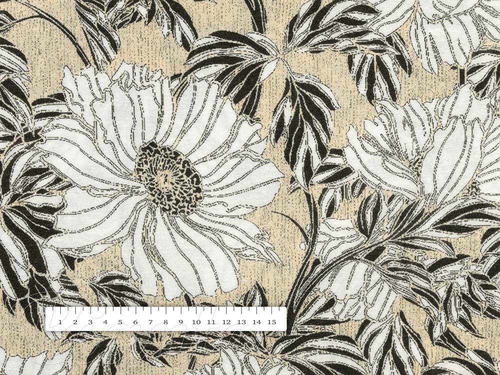 Dekorační látka PML-089 Bílé květy na béžovém - šířka 150 cm - detail 4 - Biante.cz Dekorační látka PML-089 Bílé květy na béžovém - šířka 150 cm - detail 4 - Biante.cz