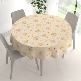 Dětský bavlněný kulatý ubrus Sandra SA-730 Medvídci a včelky na světle žlutém - detail 1 - Biante.cz