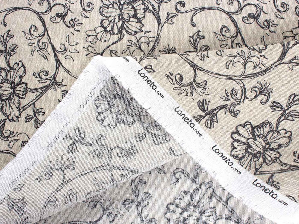 Dekorační látka Leona LN-014 Pnoucí květiny na režném - šířka 140 cm - detail 3 - Biante.cz