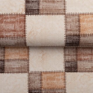 PVC obrus Hnedo-béžový zošívaný patchwork PV-144 - metráž š. 140 cm - detail 1 - Biante.sk PVC obrus Hnedo-béžový zošívaný patchwork PV-144 - metráž š. 140 cm - detail 1 - Biante.sk