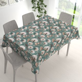 Bavlněný obdélníkový ubrus Sandra SA-716 Podzimní pampelišky na zeleném - detail 1 - Biante.cz Bavlněný obdélníkový ubrus Sandra SA-716 Podzimní pampelišky na zeleném - detail 1 - Biante.cz