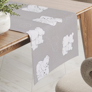 Dětský bavlněný běhoun na stůl Sandra SA-733 Zamilovaní lední medvědi na světle šedém - Biante.cz