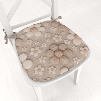 Oblý podsedák Terra TRA-005 Pletené kytičky na šedobéžovém - 39x37x3 cm - Biante.cz Oblý podsedák Terra TRA-005 Pletené kytičky na šedobéžovém - 39x37x3 cm - Biante.cz