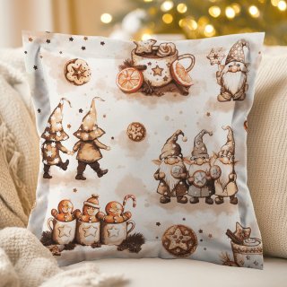 Bavlnená obliečka na vankúš s lemom Sandra SA-663 Hnedí škriatkovia s perníčkami na bielom - Biante.sk Bavlnená obliečka na vankúš s lemom Sandra SA-663 Hnedí škriatkovia s perníčkami na bielom - Biante.sk