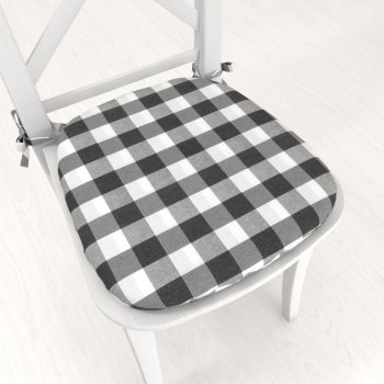 Oblý podsedák Rebeka RE-010 Šedo-bílá kostka velká - 39x37x3 cm - Biante.cz
