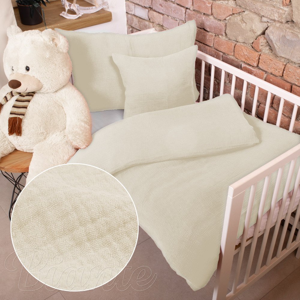 Dětské mušelínové povlečení do postýlky Nature MSN-080 Krémové - Biante.cz