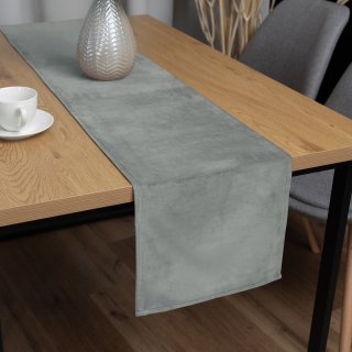 Sametový běhoun na stůl Velvet Premium SVP-046 Světle šedý - Biante.cz