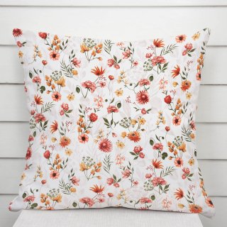 Bavlněný povlak na polštář Sandra SA-731 Červený květinový vzor na bílém - Biante.cz