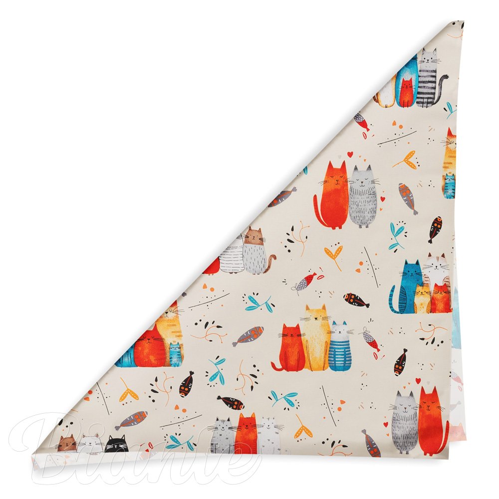 Dětský bavlněný šátek Sandra SA-655 Kočičí svět modro-červený na krémovém - detail 1 - Biante.cz