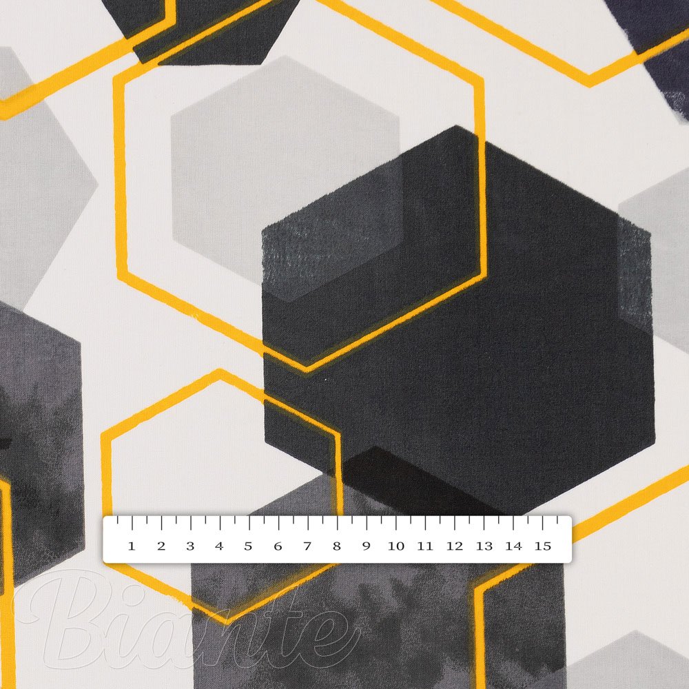 Bavlněná látka/plátno Sandra SA-568 Šedo-modrofialové mramorové hexagony na bílém - šířka 160 cm - detail 3 - Biante.cz
