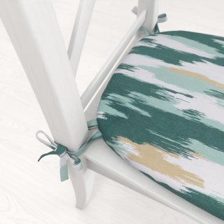 Zamatový oblý podsedák Tamara TMR-025 Zeleno-béžovo-biele žíhané pásy - 39x37x3 cm - detail 1 - Biante.sk