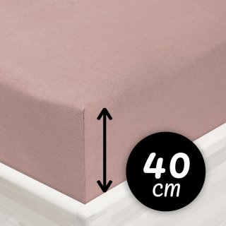 Jersey napínací prostěradlo na extra vysokou matraci JR-024 Hnědorůžové - Biante.cz