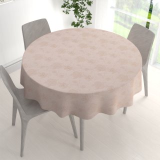 Teflonový kulatý ubrus TF-129 Hnědé květované ornamenty na šedobéžovém - detail 1 - Biante.cz Teflonový kulatý ubrus TF-129 Hnědé květované ornamenty na šedobéžovém - detail 1 - Biante.cz