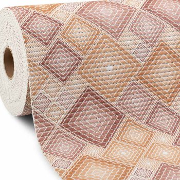 Koupelnová pěnová rohož / předložka PRO-111 Hnědo-béžové designové čtverce - metráž šířka 65 cm
