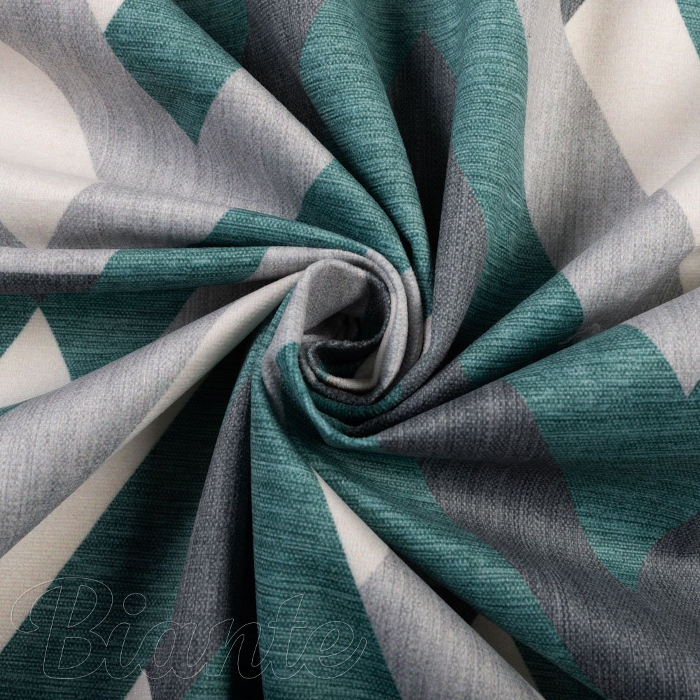 Sametová látka Tamara TMR-026 Zeleno-šedý designový cik-cak - šířka 150 cm - detail 3 - Biante.cz