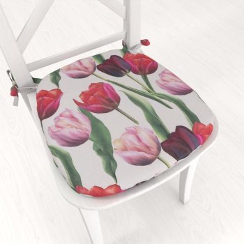 Oblý podsedák Terra TRA-001 Tulipány na kouřově šedém - 39x37x3 cm - Biante.cz Oblý podsedák Terra TRA-001 Tulipány na kouřově šedém - 39x37x3 cm - Biante.cz