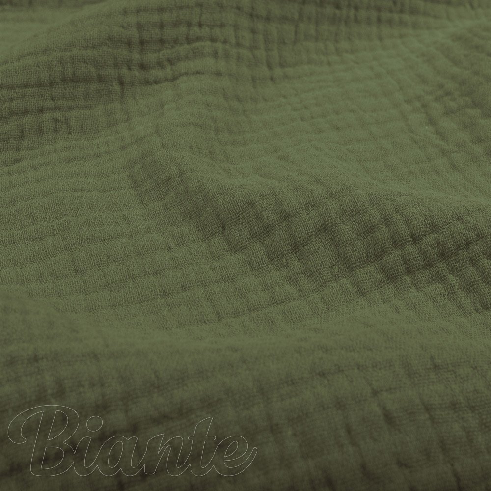 Mušelín dvojitá gázovina MSN-022 Tmavá olivově zelená - metráž šířka 140 cm - detail 1 - Biante.cz