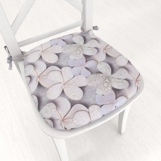 Oblý podsedák PML-032 Designové kvety na sivom - 39x37x3 cm - Biante.sk