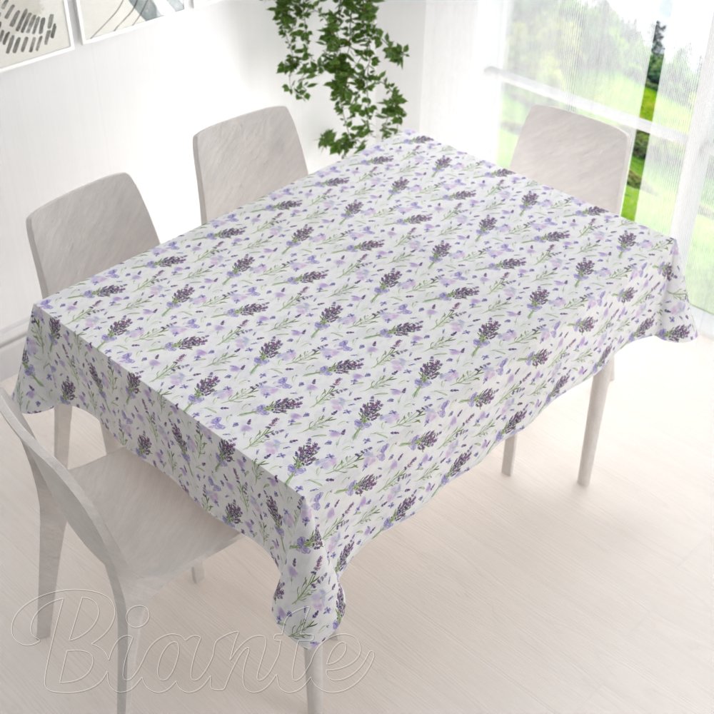 Dekorační obdélníkový ubrus PML-085 Snítky levandulí na bílém - detail 1 - Biante.cz