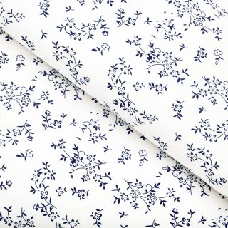 Bavlněná látka/plátno Sandra SA-679 Temně modré kvítí na bílém - šířka 140 cm - Biante.cz Bavlněná látka/plátno Sandra SA-679 Temně modré kvítí na bílém - šířka 140 cm - Biante.cz