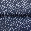 Bavlnená látka/plátno Sandra SA-792 Imitácia modrotlače - Popínavé kvietky na temno modrom - šírka 140 cm - detail 2 - Biante.sk