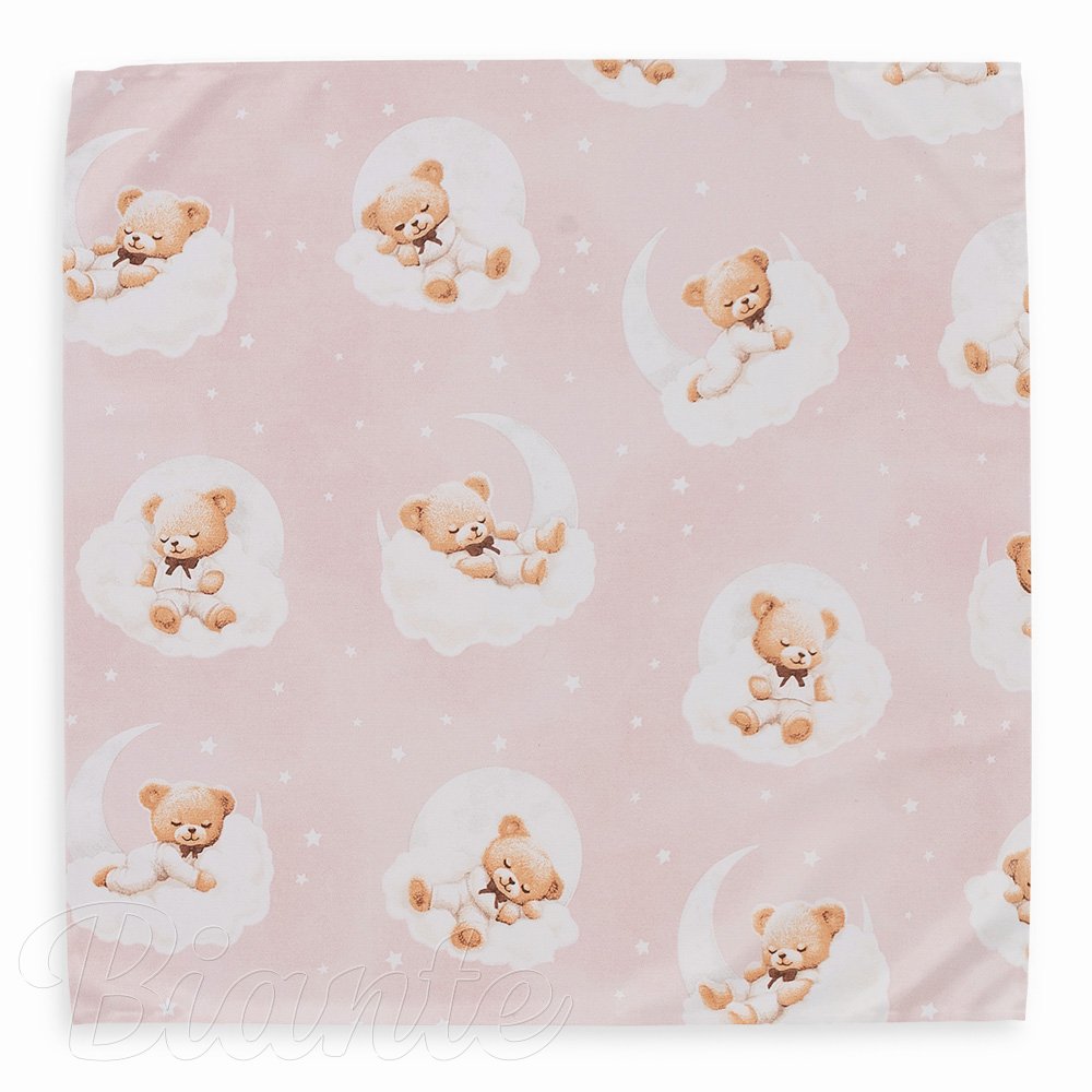 Dětský bavlněný šátek Sandra SA-743 Spící medvídci na obláčcích na světle růžovém - detail 2 - Biante.cz