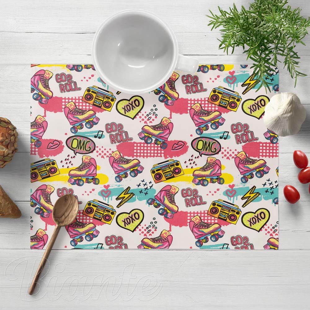 Detské bavlnené prestieranie na stôl Sandra SA-604 Ružový retro štýl - Biante.sk