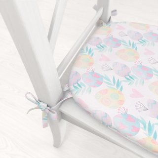 Teflónový oblý podsedák TF-073 Pastelové kraslice na bielom - 39x37x3 cm - detail 1 - Biante.sk