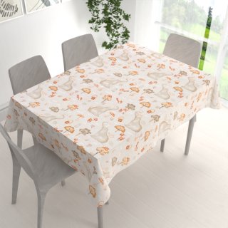 Dětský bavlněný obdélníkový ubrus Sandra SA-692 Slon a jeho kamarádi na světle šedobéžovém - detail 1 - Biante.cz Dětský bavlněný obdélníkový ubrus Sandra SA-692 Slon a jeho kamarádi na světle šedobéžovém - detail 1 - Biante.cz