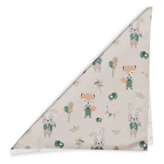Dětský bavlněný šátek Sandra SA-701 Zajíčci a lišky s balónky - zelené na světle béžovém - detail 1 - Biante.cz Dětský bavlněný šátek Sandra SA-701 Zajíčci a lišky s balónky - zelené na světle béžovém - detail 1 - Biante.cz