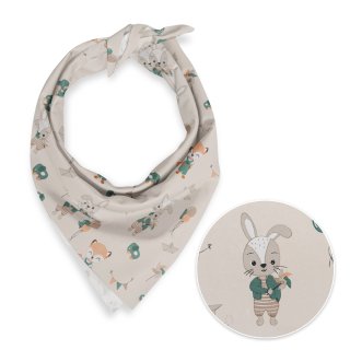 Dětský bavlněný šátek Sandra SA-701 Zajíčci a lišky s balónky - zelené na světle béžovém - Biante.cz Dětský bavlněný šátek Sandra SA-701 Zajíčci a lišky s balónky - zelené na světle béžovém - Biante.cz