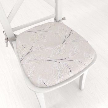 Oblý podsedák Leona LN-164 Pnoucí lístky na režném - 39x37x3 cm - Biante.cz Oblý podsedák Leona LN-164 Pnoucí lístky na režném - 39x37x3 cm - Biante.cz