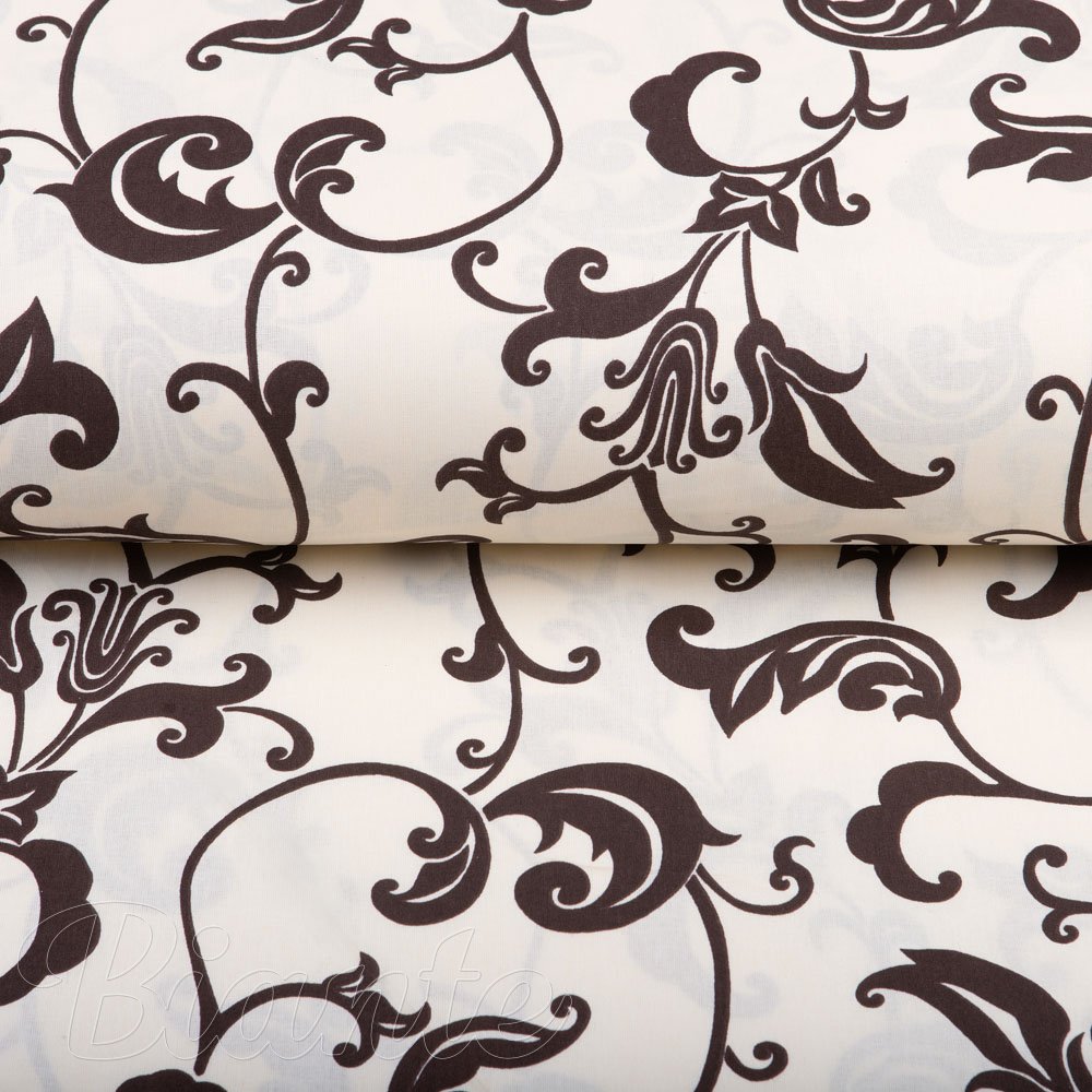 Bavlněná látka/plátno Sandra SA-231 Hnědé ornamenty na krémovém - šířka 160 cm - detail 2 - Biante.cz