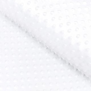Dětská látka Minky 3D puntíky MKP-033 Sněhově bílá - šířka 150 cm